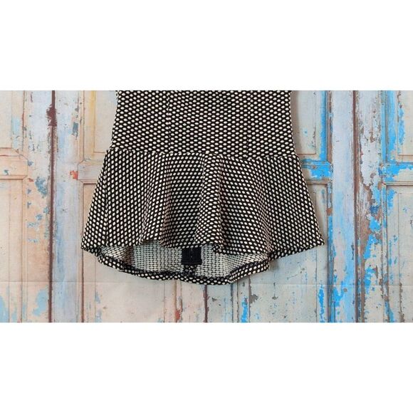 Sans Souci Womens Size Small White Black Sleeveless Sweetheart Neck Peplum Top - Picture 3 of 9